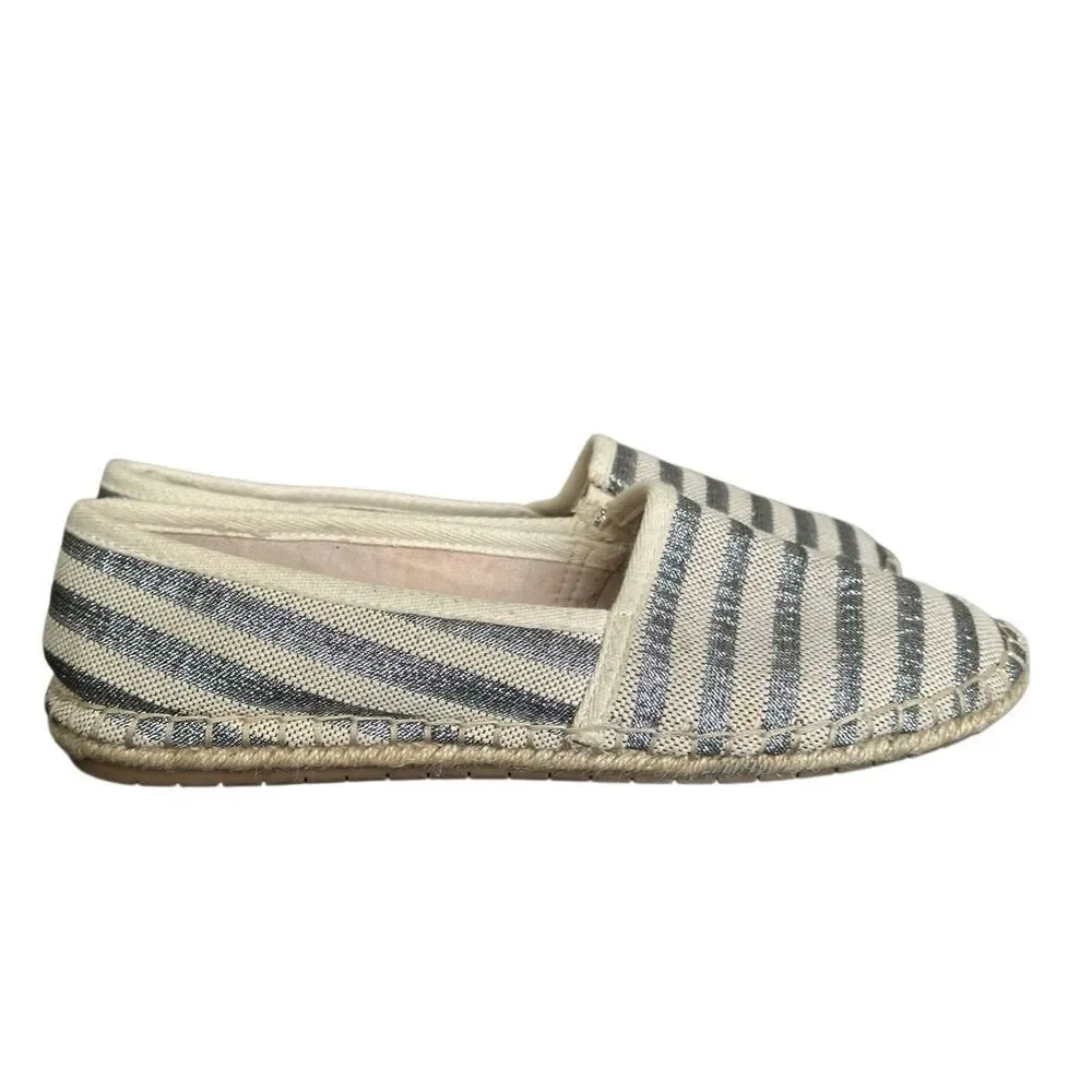 Charter Club Joeey Round Toe Metallic Stripe Espadrille Flats Size 8.5